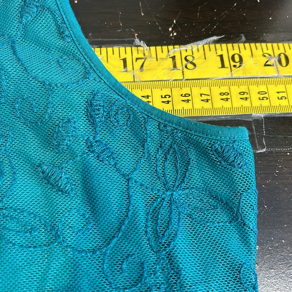 Ricki’s women’s tank top‎ size large teal lace overlay sleeveless - Picture 7 of 8